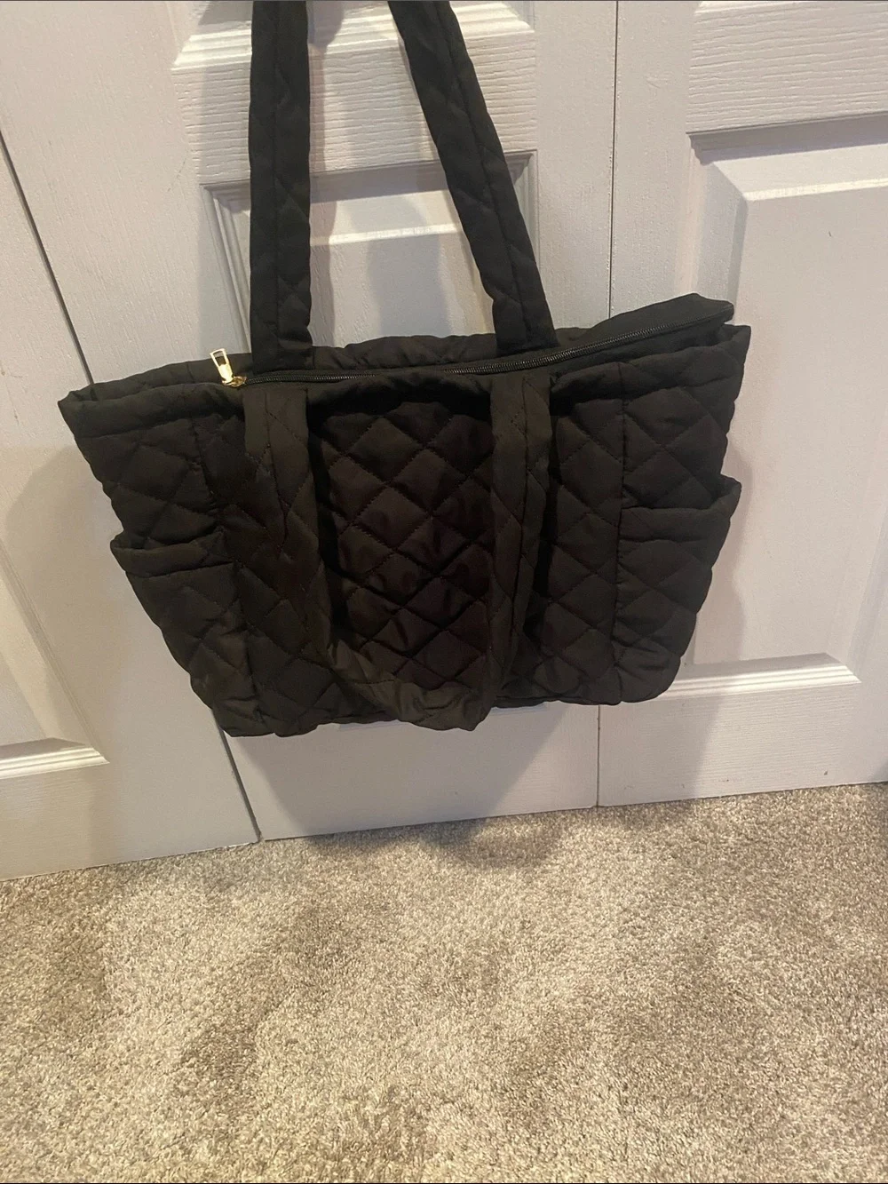 Quilted Black Women's Tote Bag - Lightweight Everyday Carry